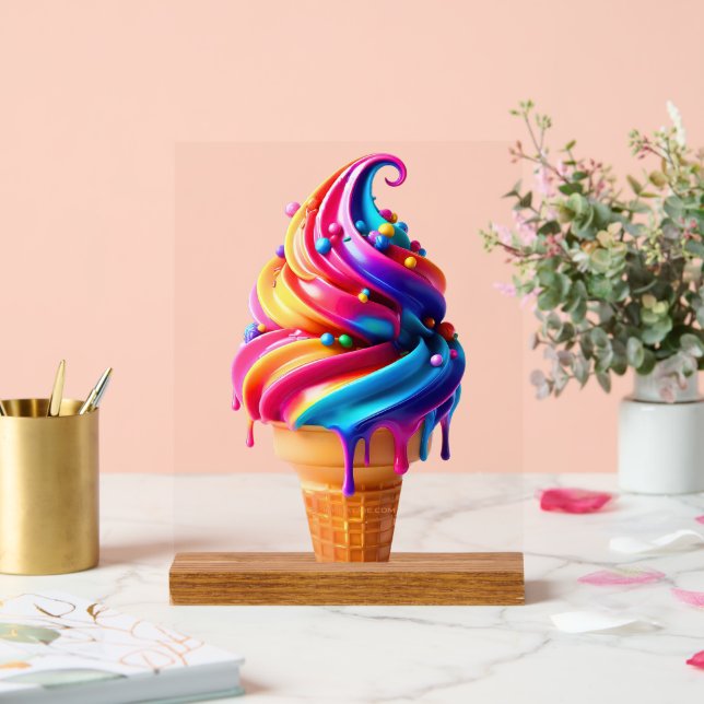 SlipperyJoe's vibrant ice cream cone food classic  Acrylic Sign (Wedding)