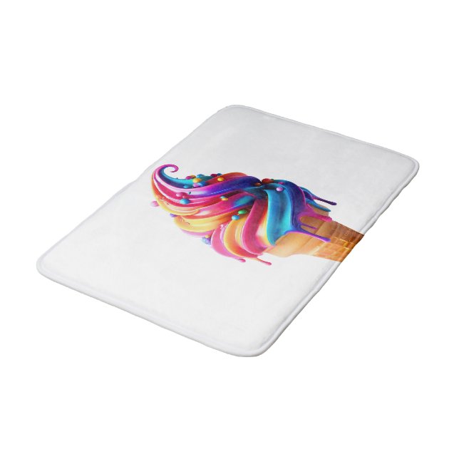 SlipperyJoe's vibrant ice cream cone food classic  Bath Mat (Angled)