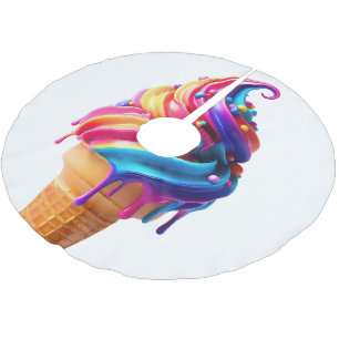 SlipperyJoe's vibrant ice cream cone food classic  Brushed Polyester Tree Skirt