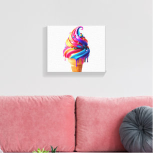 SlipperyJoe's vibrant ice cream cone food classic  Canvas Print
