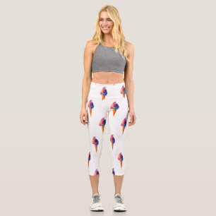 SlipperyJoe's vibrant ice cream cone food classic  Capri Leggings