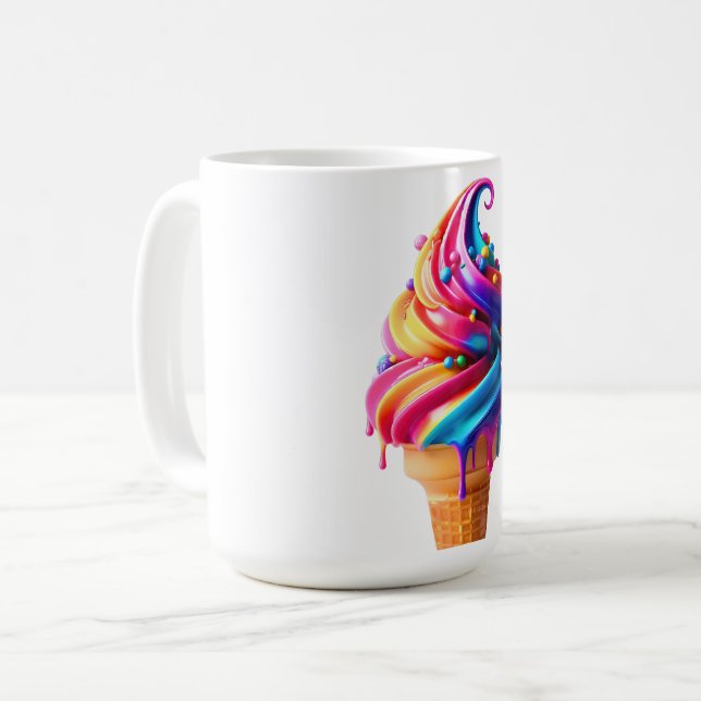 SlipperyJoe's vibrant ice cream cone food classic  Coffee Mug (Front Left)