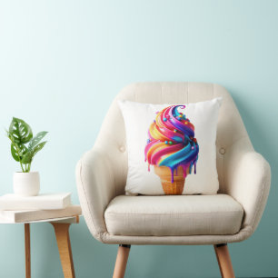 SlipperyJoe's vibrant ice cream cone food classic Cushion