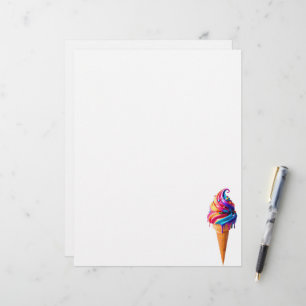 SlipperyJoe's vibrant ice cream cone food classic Custom Letterhead