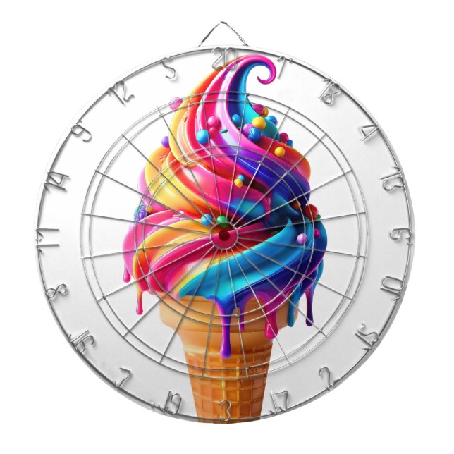 SlipperyJoe's vibrant ice cream cone food classic  Dartboard (Front)
