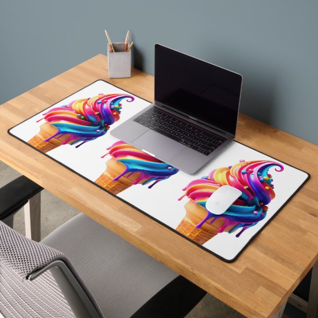 SlipperyJoe's vibrant ice cream cone food classic  Desk Mat (Office 2)