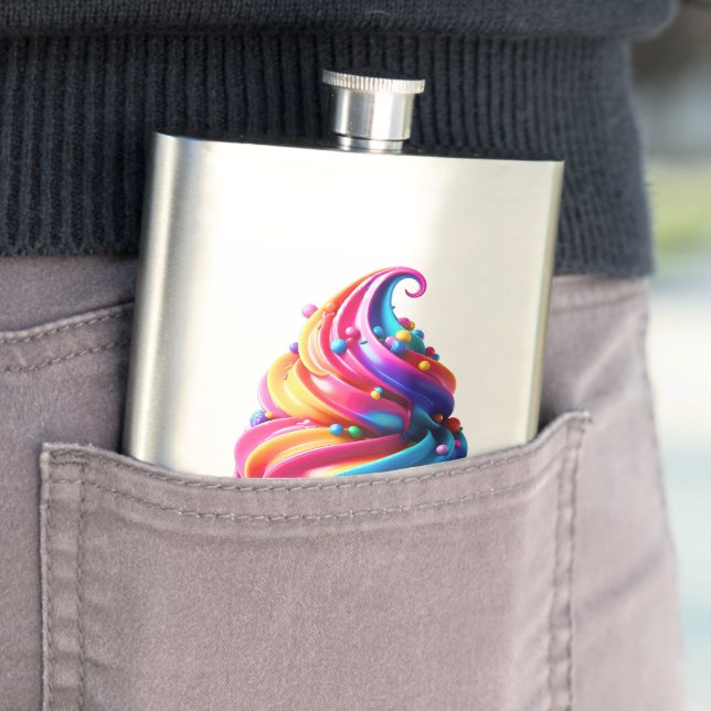 SlipperyJoe's vibrant ice cream cone food classic  Hip Flask (In Situ)