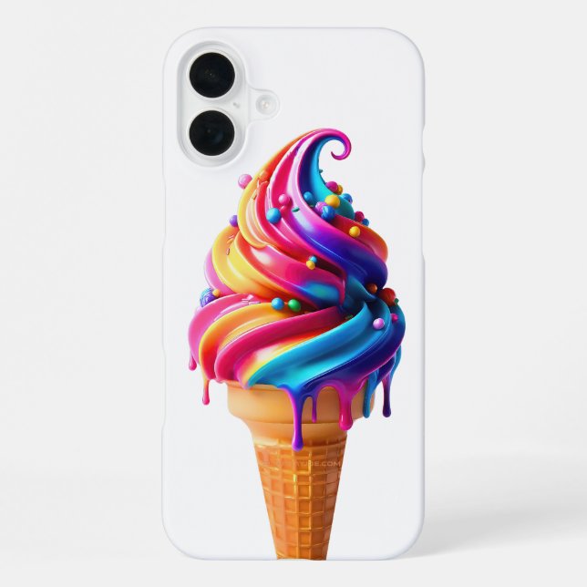 SlipperyJoe's vibrant ice cream cone food classic  iPhone Case (Back)