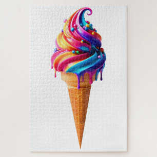 SlipperyJoe's vibrant ice cream cone food classic  Jigsaw Puzzle