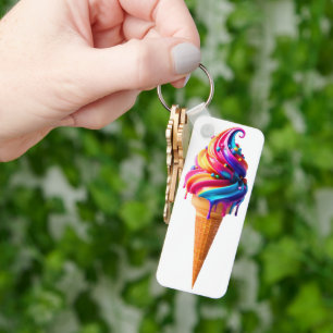 SlipperyJoe's vibrant ice cream cone food classic Key Ring