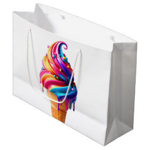 SlipperyJoe's vibrant ice cream cone food classic  Large Gift Bag