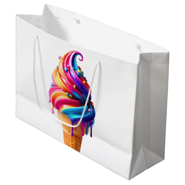 SlipperyJoe's vibrant ice cream cone food classic  Large Gift Bag (Front Angled)