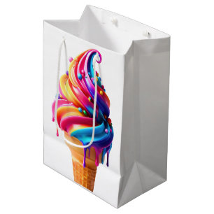 SlipperyJoe's vibrant ice cream cone food classic  Medium Gift Bag