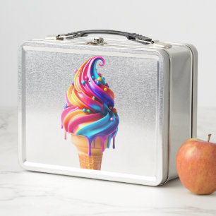 SlipperyJoe's vibrant ice cream cone food classic  Metal Lunch Box
