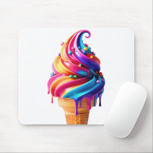 SlipperyJoe's vibrant ice cream cone food classic  Mouse Mat