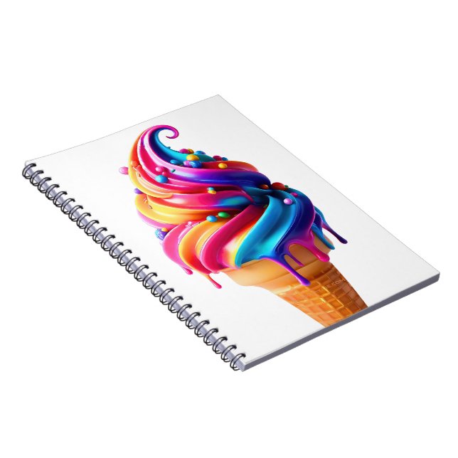 SlipperyJoe's vibrant ice cream cone food classic  Notebook (Right Side)