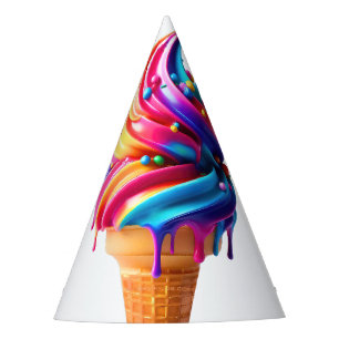 SlipperyJoe's vibrant ice cream cone food classic Party Hat