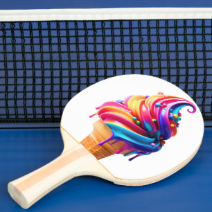 SlipperyJoe's vibrant ice cream cone food classic  Ping Pong Paddle
