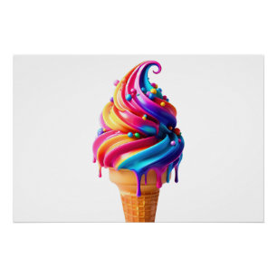 SlipperyJoe's vibrant ice cream cone food classic Poster