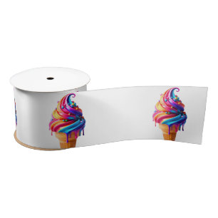 SlipperyJoe's vibrant ice cream cone food classic  Satin Ribbon
