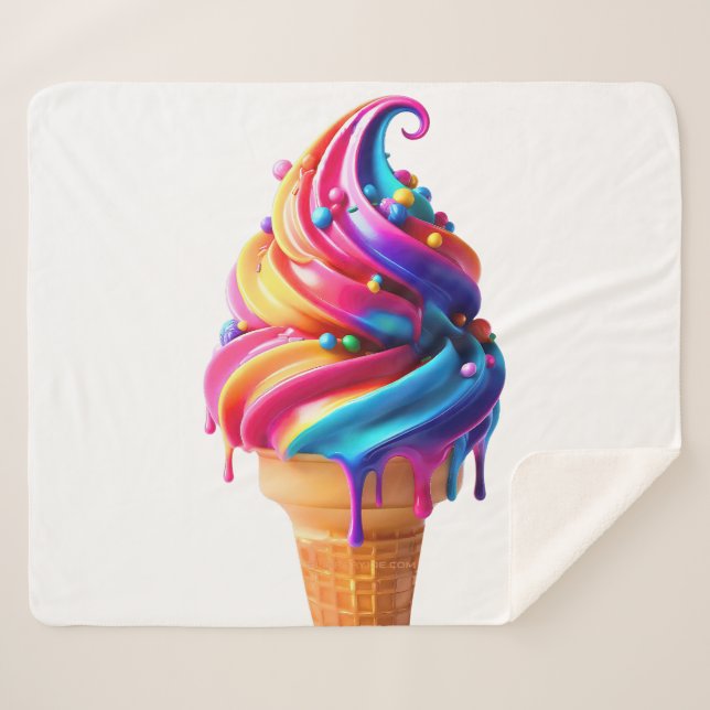 SlipperyJoe's vibrant ice cream cone food classic  Sherpa Blanket (Front (Horizontal))