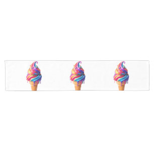 SlipperyJoe's vibrant ice cream cone food classic  Short Table Runner