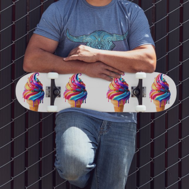 SlipperyJoe's vibrant ice cream cone food classic  Skateboard (Outdoor 3)