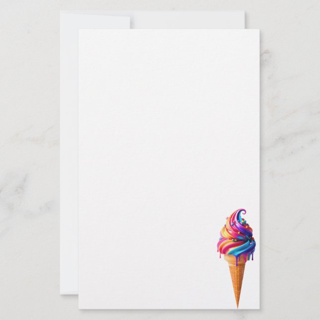 SlipperyJoe's vibrant ice cream cone food classic  Stationery (Front)