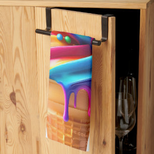 SlipperyJoe's vibrant ice cream cone food classic  Tea Towel