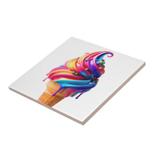 SlipperyJoe's vibrant ice cream cone food classic  Tile