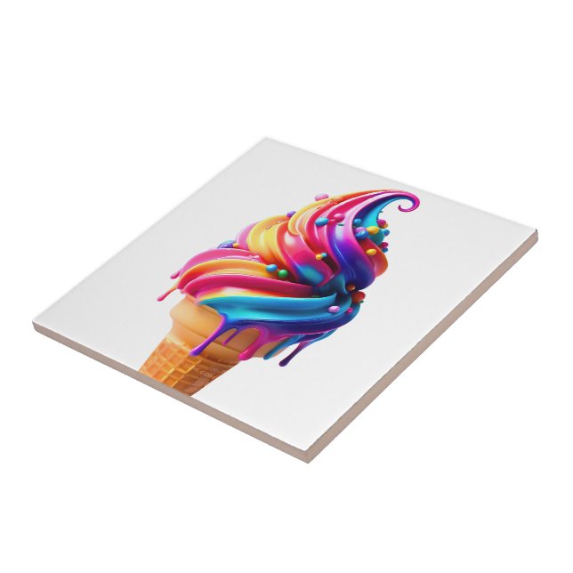 SlipperyJoe's vibrant ice cream cone food classic  Tile (Side)