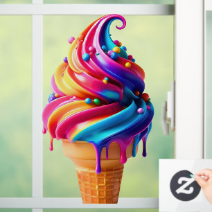SlipperyJoe's vibrant ice cream cone food classic  Window Cling