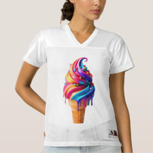 SlipperyJoe's vibrant ice cream cone food classic  Women's Football Jersey