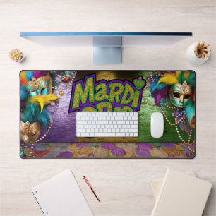 SlipperyJoe's vibrant Mardi Gras graphic classic C Desk Mat