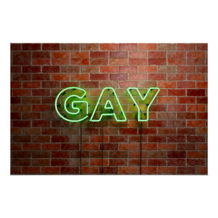 SlipperyJoe's vibrant neon gay sign green bricks w