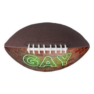 SlipperyJoe's vibrant neon gay sign green bricks w American Football