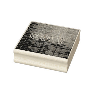 SlipperyJoe's vibrant neon gay sign green bricks w Rubber Stamp