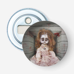 SlipperyJoe's vintage haunted porcelain doll creep Bottle Opener