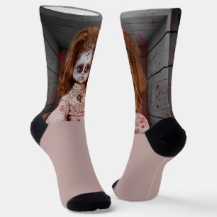 SlipperyJoe's vintage haunted porcelain doll creep Socks
