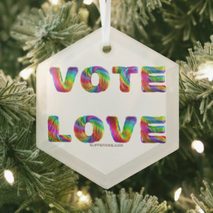 SlipperyJoe's vote love equality gay pride gifts L Glass Tree Decoration
