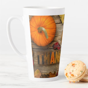 SlipperyJoe's warm fall themed Thanksgiving golden Latte Mug