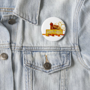 SlipperyJoe's warm festive Thanksgiving vibe rusti 6 Cm Round Badge