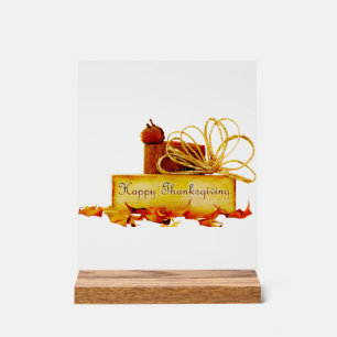 SlipperyJoe's warm festive Thanksgiving vibe rusti Acrylic Sign