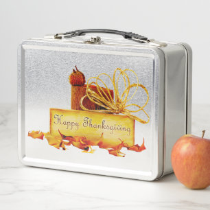 SlipperyJoe's warm festive Thanksgiving vibe rusti Metal Lunch Box