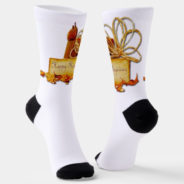 SlipperyJoe's warm festive Thanksgiving vibe rusti Socks (Angled)