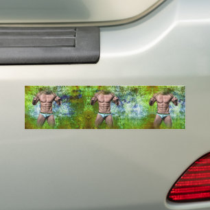 SlipperyJoe's white muscular sexy man speedo black Bumper Sticker