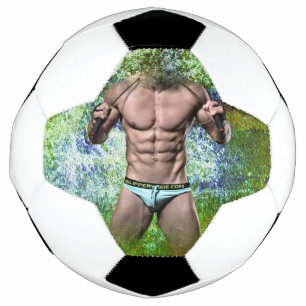 SlipperyJoe's white muscular sexy man speedo black Football