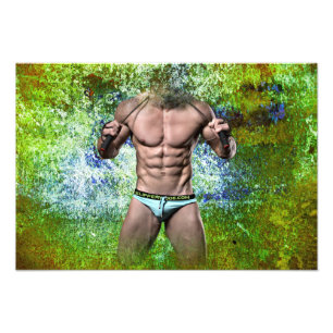SlipperyJoe's white muscular sexy man speedo black Photo Print