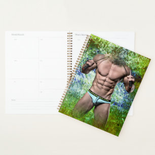 SlipperyJoe's white muscular sexy man speedo black Planner