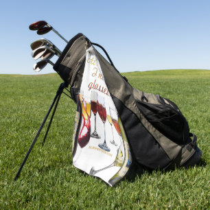 SlipperyJoe's wine drinkware cheeky pun red white  Golf Towel